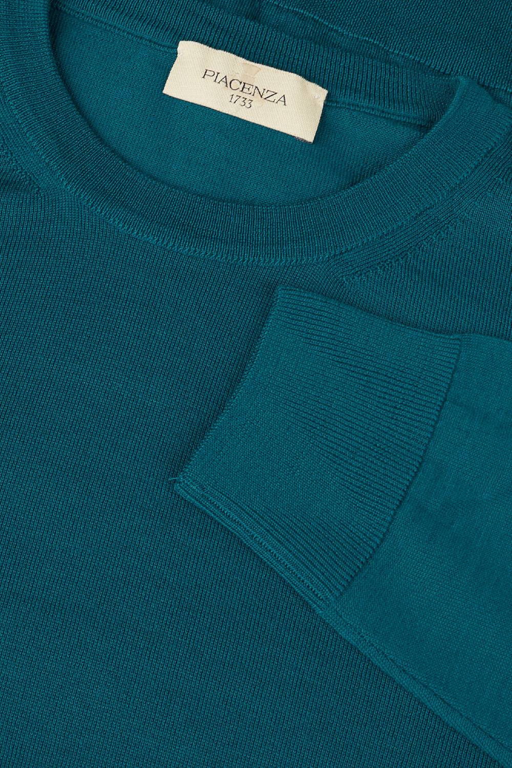 Piacenza 1733 Girocollo lana merino super fine petrolio Prezzo Ridotto