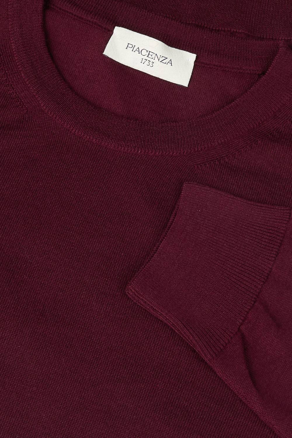Piacenza 1733 Girocollo lana merino super fine bordeaux Sottocosto