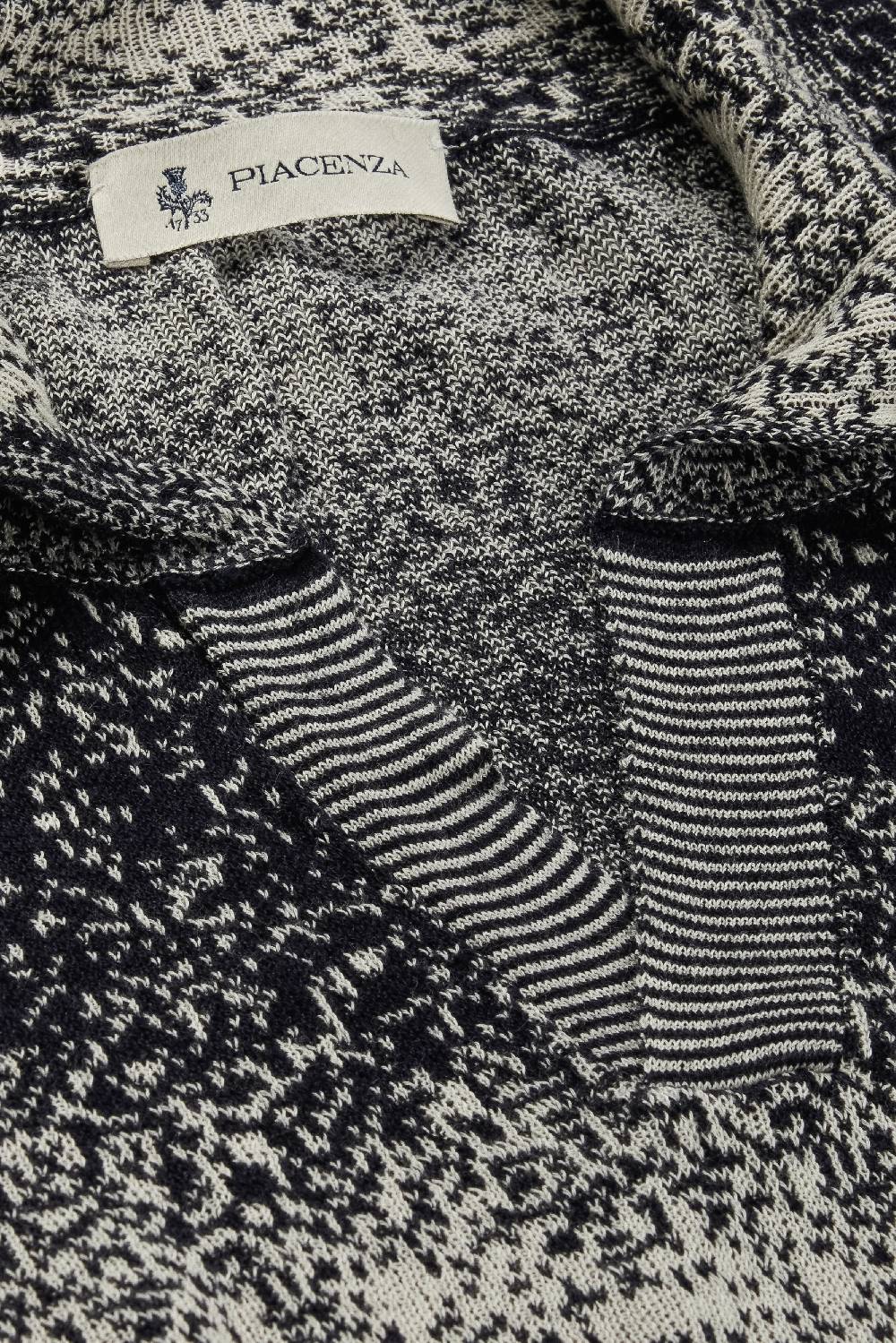 Piacenza 1733 Polo maniche lunghe pixel shadow stripe bianco e blu Online
