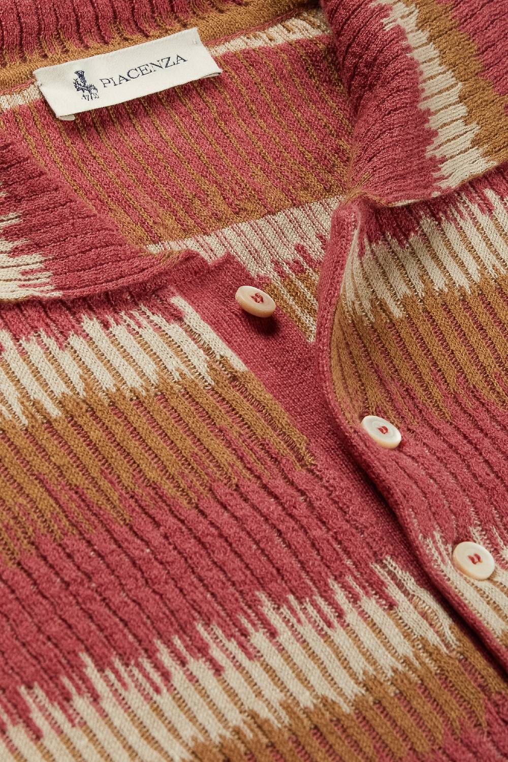 Piacenza 1733 Polo ikat striped flat rib bruciato, neutro e rosa Nuova