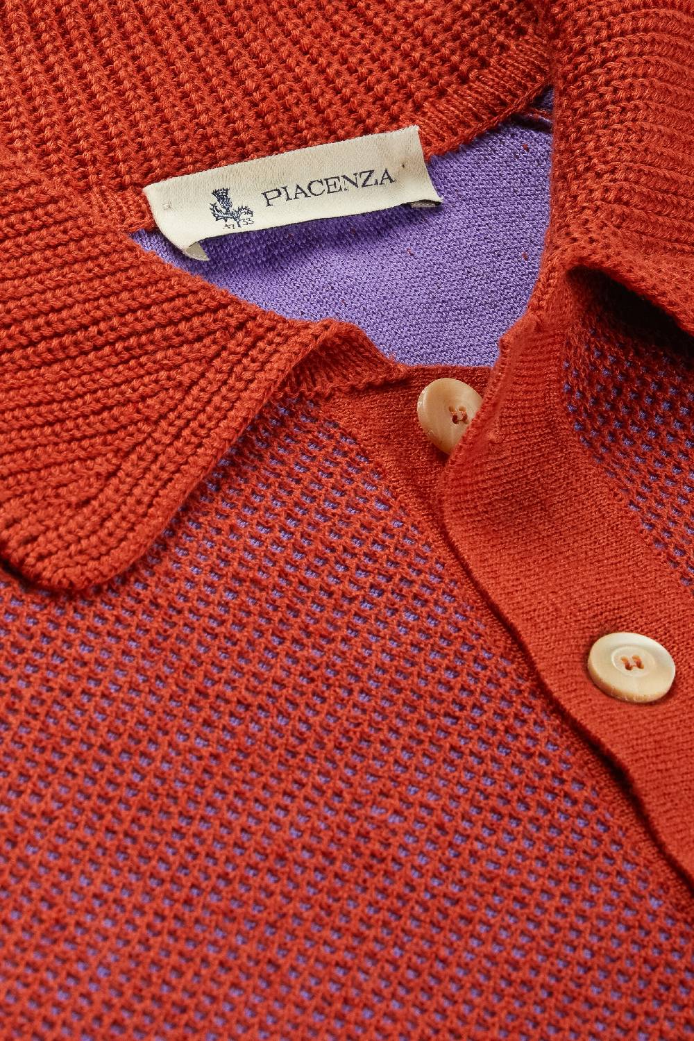 Piacenza 1733 Polo maniche lunghe two tone honey comb viola Italia