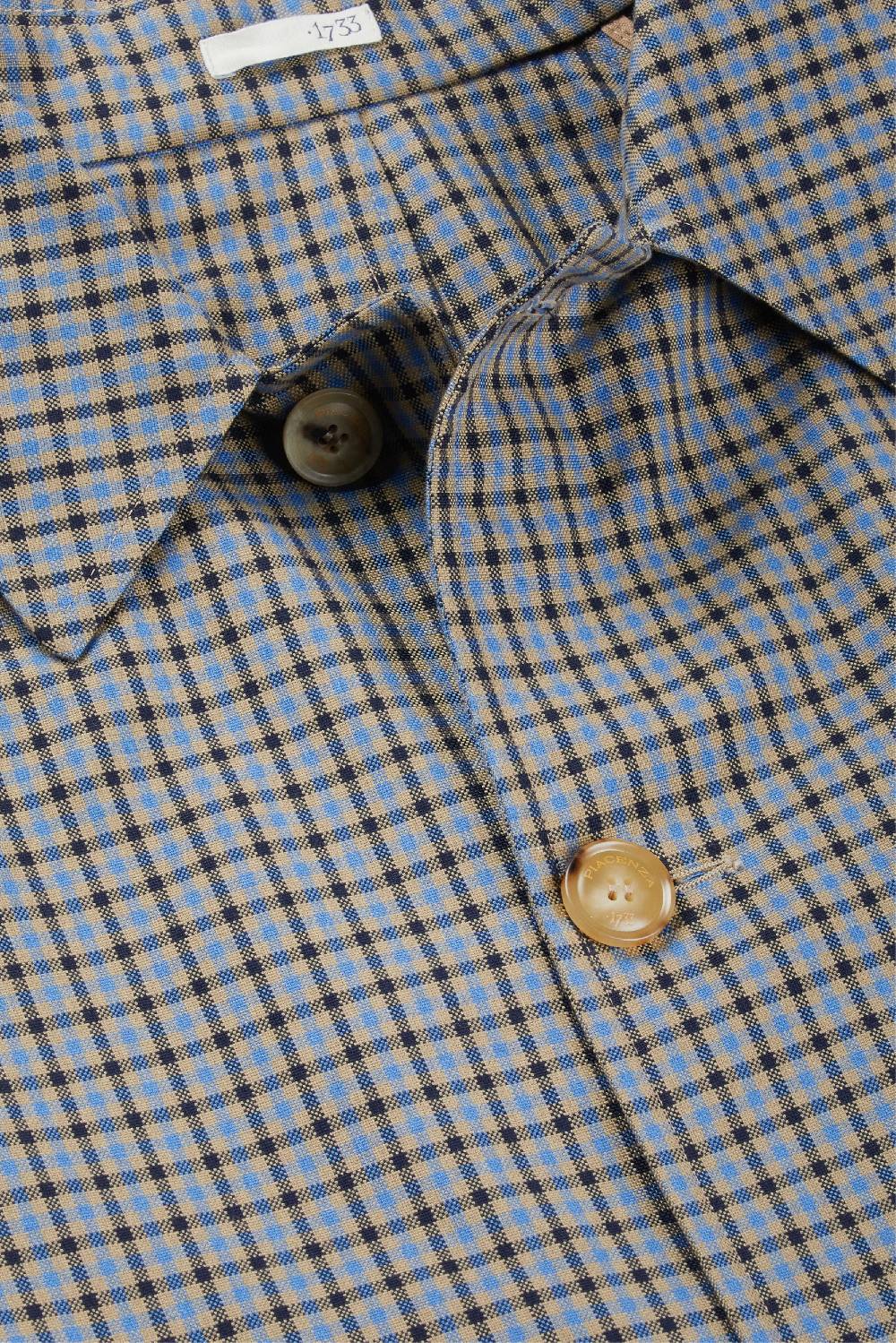 Piacenza 1733 Trench micro check azzurro e marrone In Linea