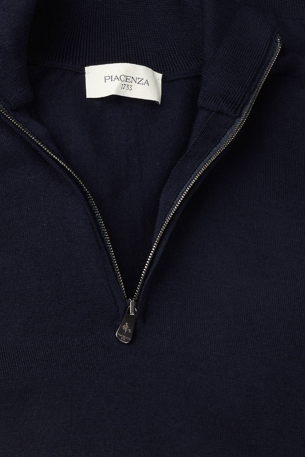 Piacenza 1733 Lupetto Zip lana merino super fine blu 2025