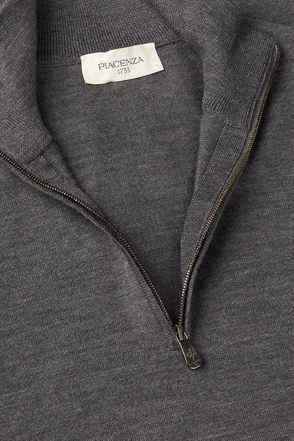 Piacenza 1733 Lupetto Zip lana merino super fine antracite In Linea