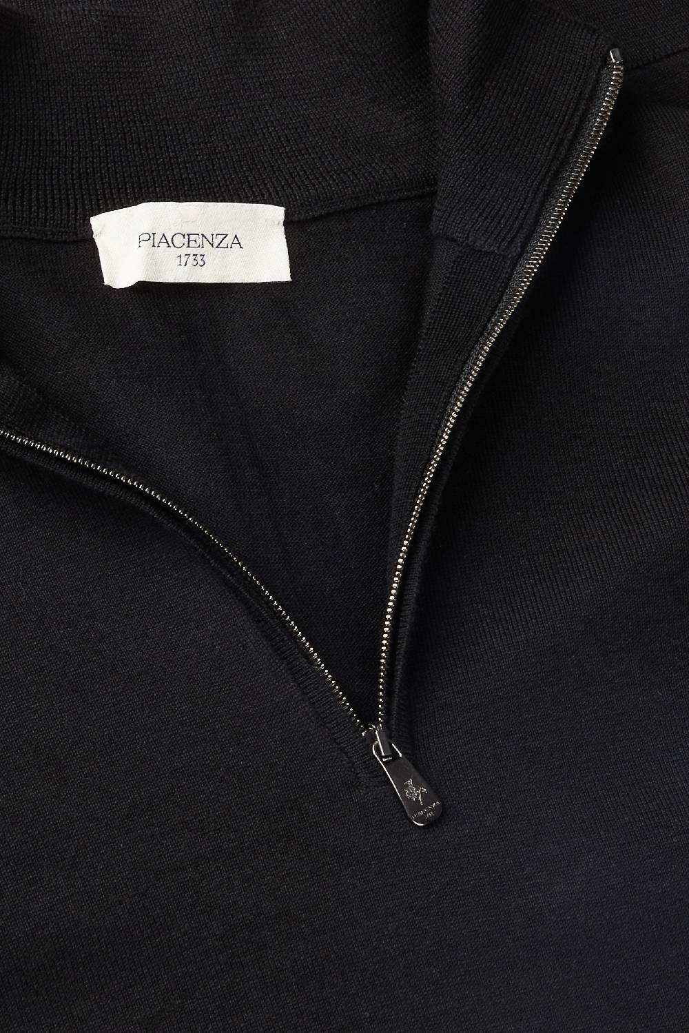 Piacenza 1733 Lupetto Zip lana merino super fine nero Vendita