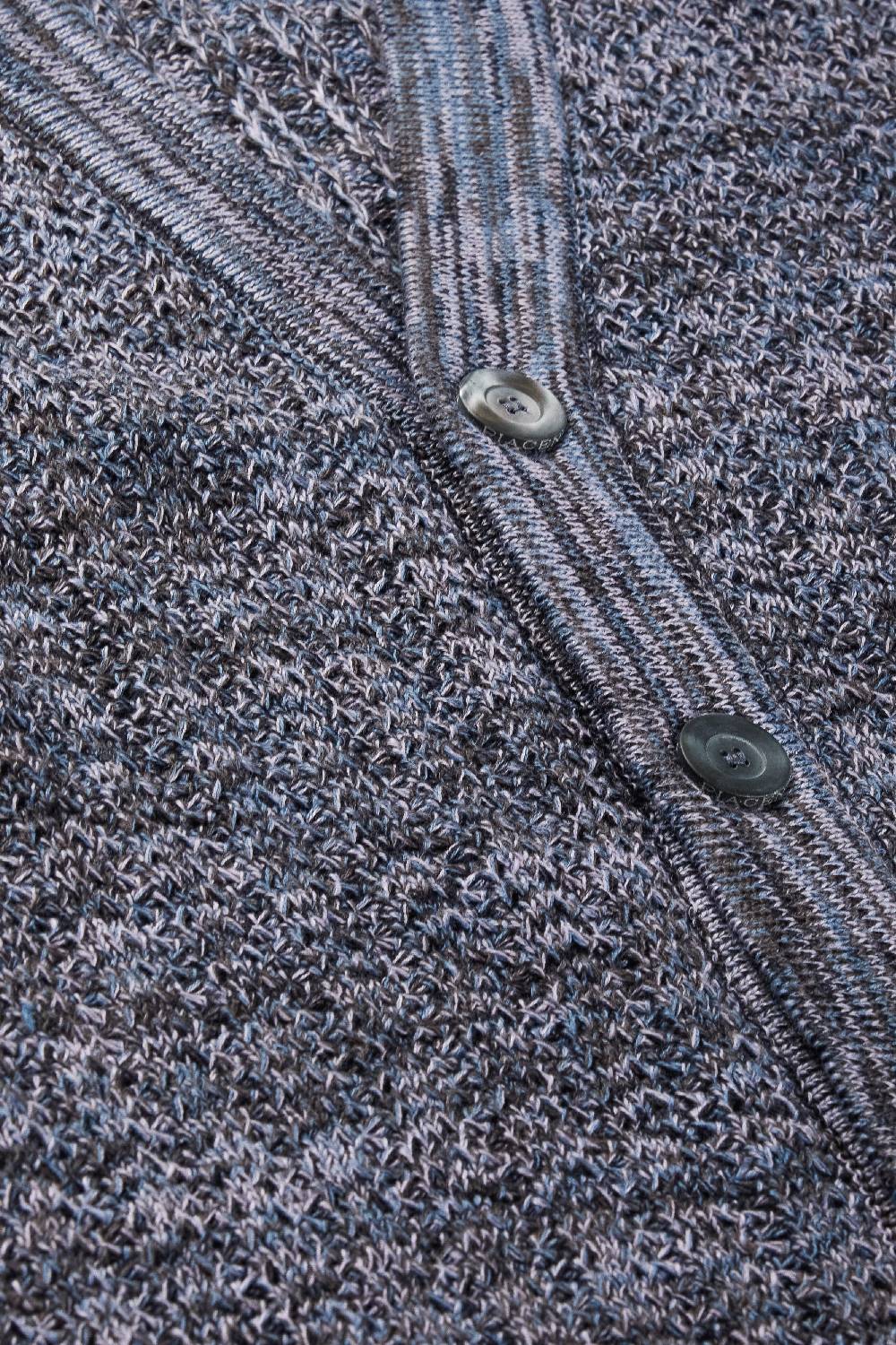 Piacenza 1733 Cardigan con bottoni moulinè lilla e blu Promozione Limitata