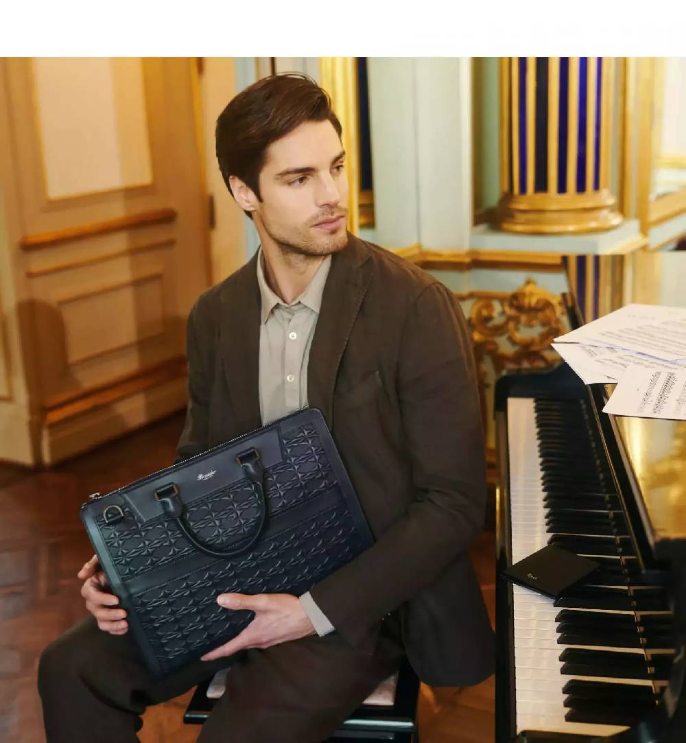 Pineider Slim Briefcase in Embossed Empress Sottocosto