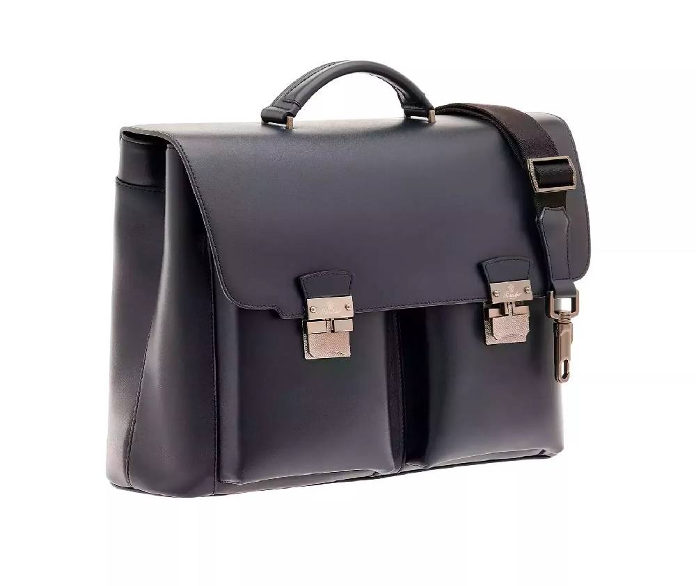 Pineider Double Briefcase in Metro Smooth Negozi Online