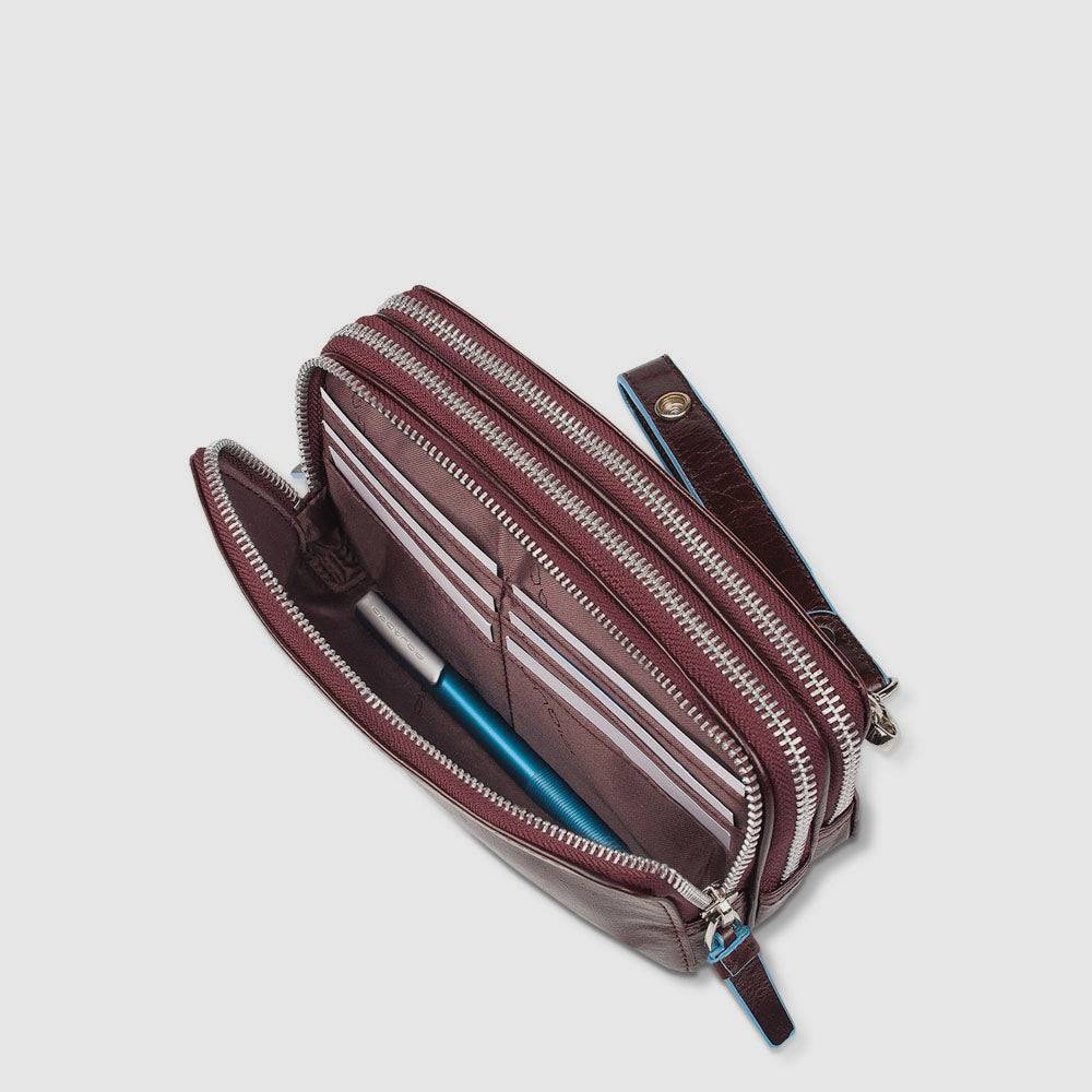 Piquadro Case with three dividers and removable wrist strap Vendita Calda