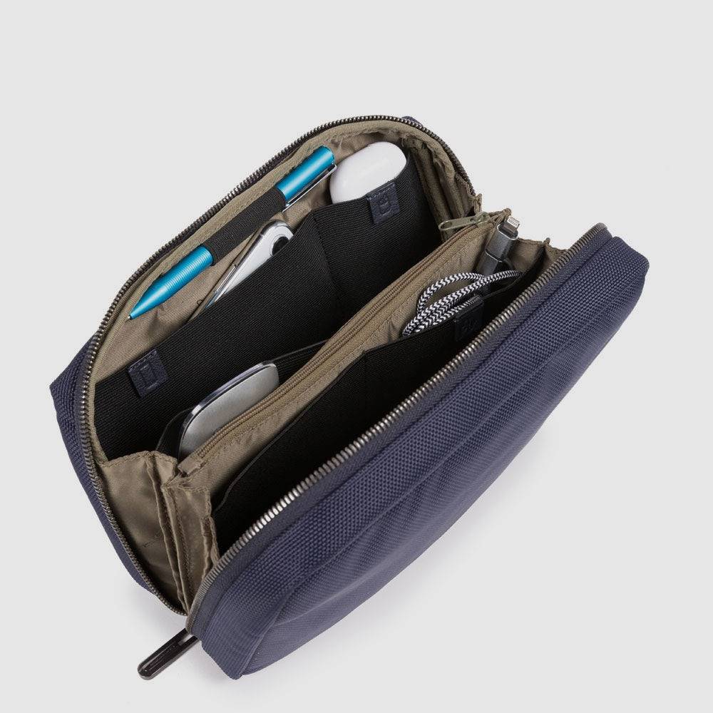 Piquadro Electronic cord pouch in recycled fabric In Linea