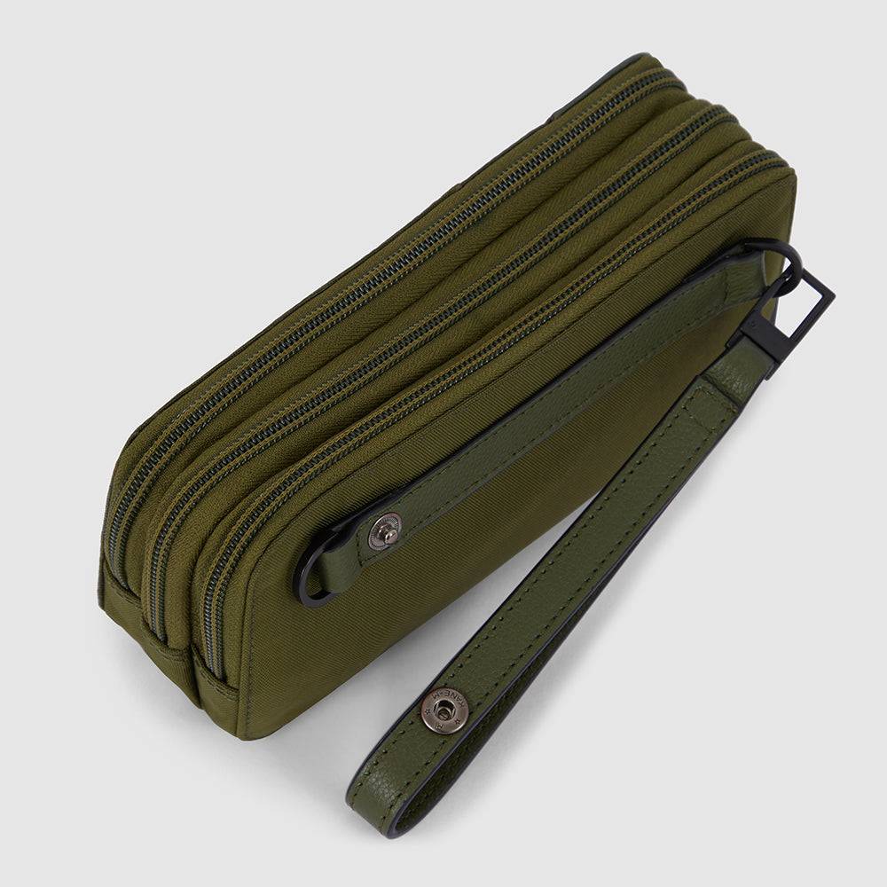 Piquadro Case in recycled fabric with three dividers Italia