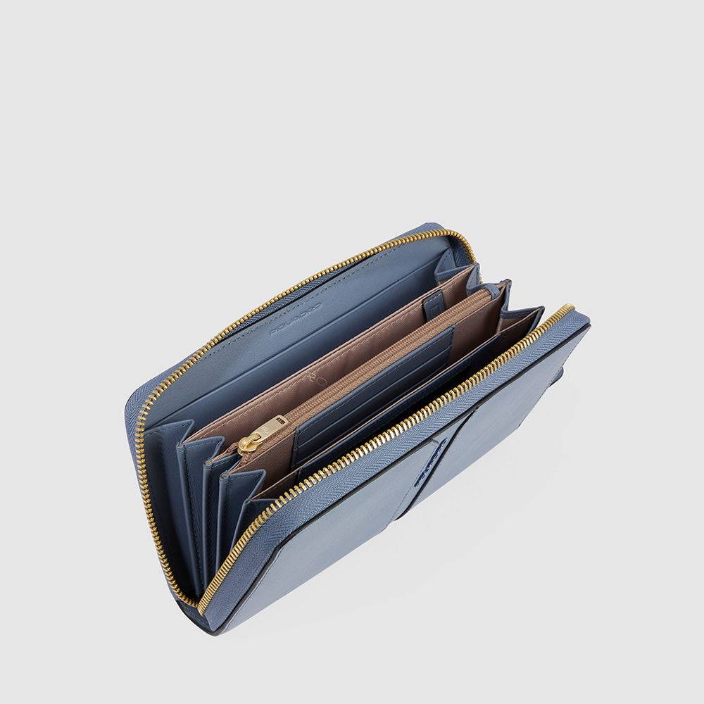 Piquadro Zip-around women’s wallet with four dividers Negozio