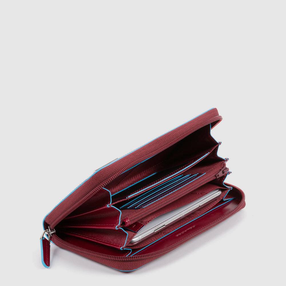 Piquadro Zip-around women’s wallet with four dividers Italia