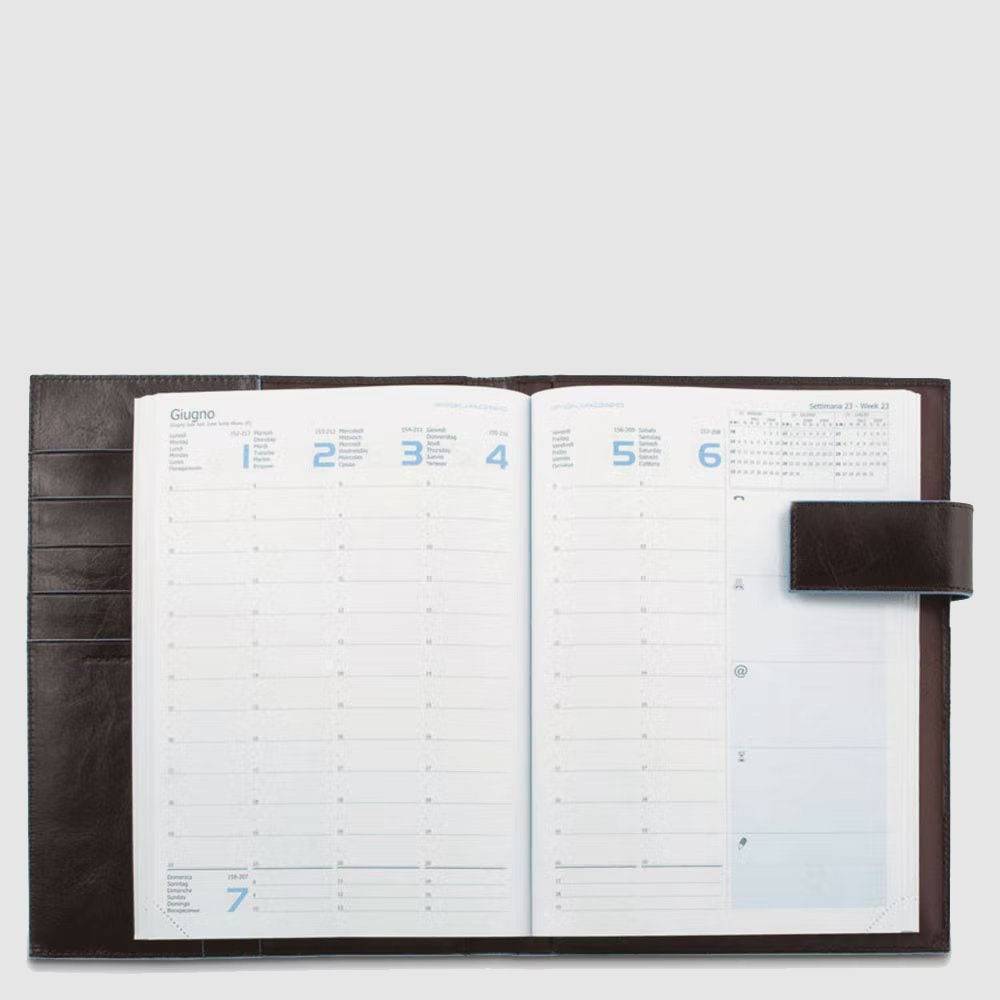Piquadro Leather weekly diary with Consegna Veloce