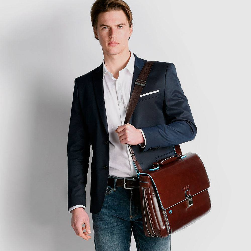 Piquadro Flap-over, expandable computer bag 15" Presa