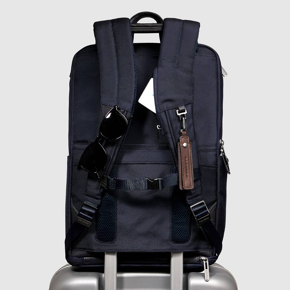 Piquadro Travel computer backpack 15,6" in recycled fabric Saldi Di Fabbrica