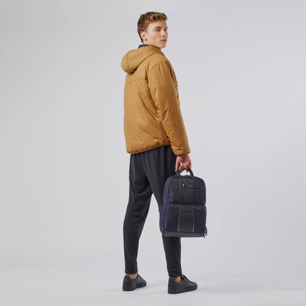 Piquadro Laptop and iPad® backpack in recycled fabric with Negozio