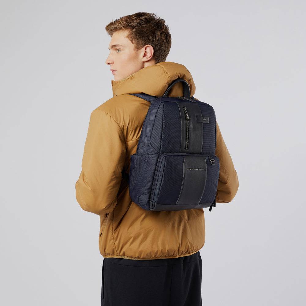 Piquadro Laptop and iPad® backpack in recycled fabric with Negozio