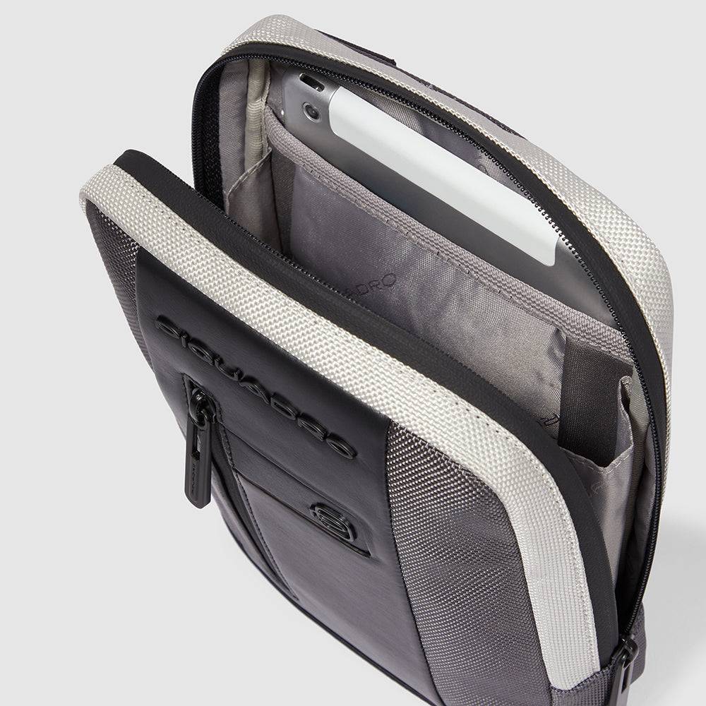 Piquadro iPad®mini pocket crossbody bag in recycled fabric Prezzo Ridotto