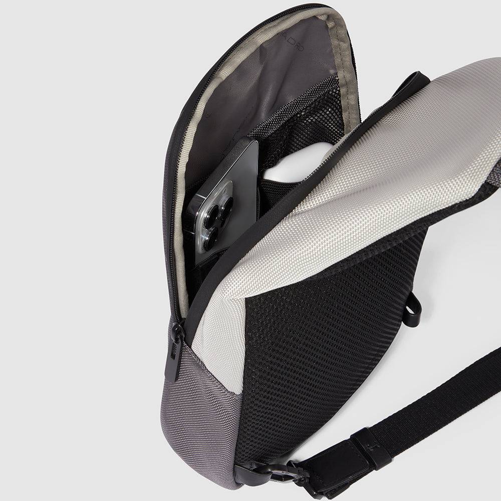 Piquadro Mono sling bag for iPad®mini in recycled fabric Sottocosto