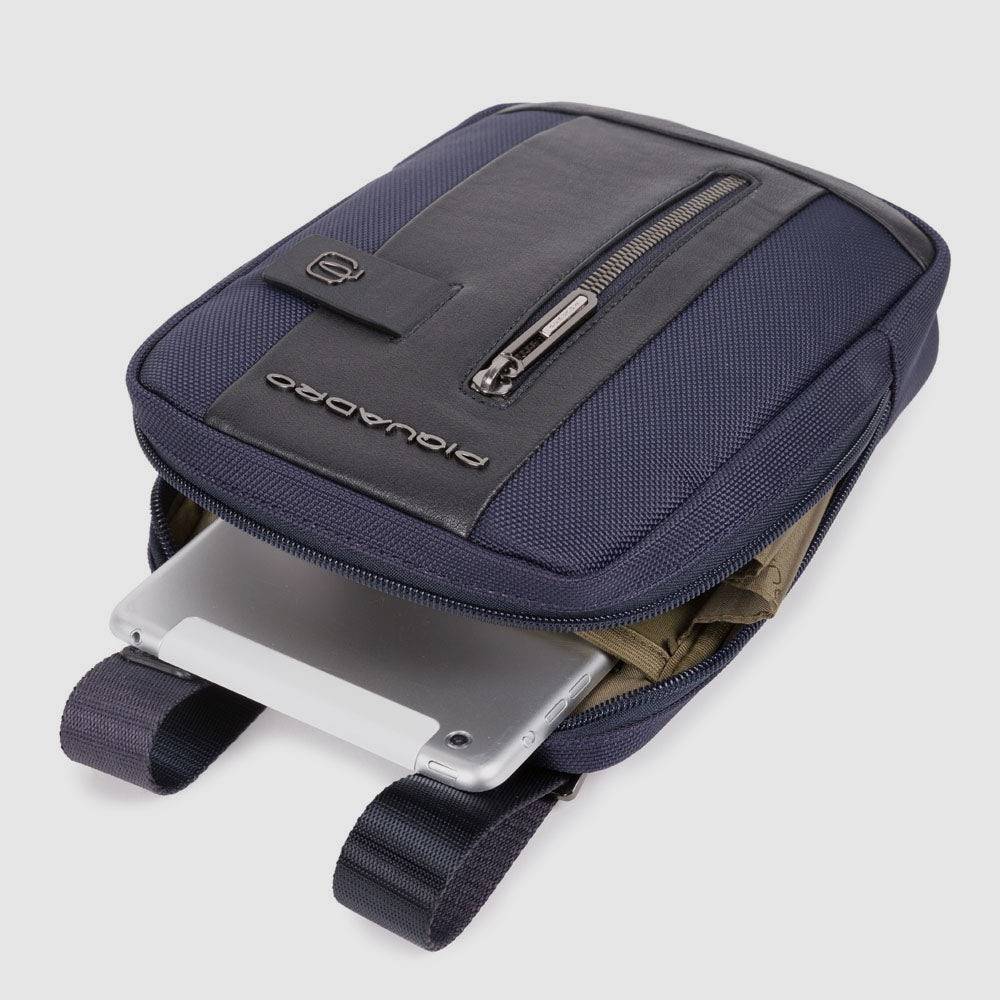 Piquadro iPad®mini pocket crossbody bag in recycled fabric Convenienza