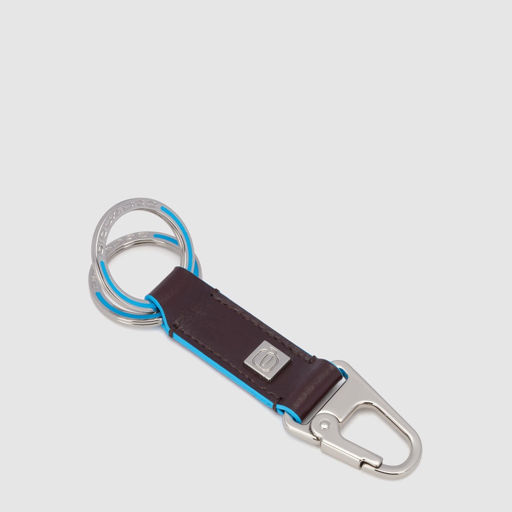 Piquadro Two-ring keychain with carabiner hook Novità
