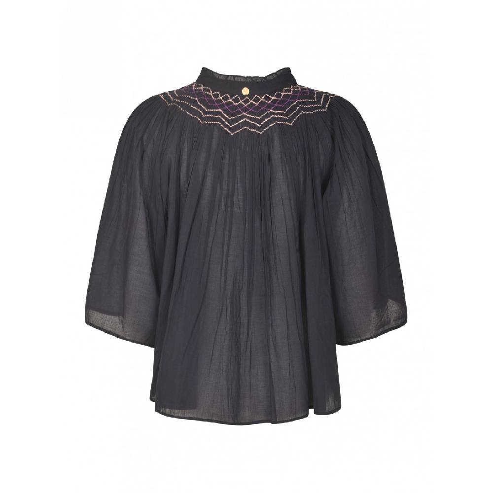ANTIK BATIK Blusa in voile di cotone ricamata a mano Ayo Prezzo Ridotto