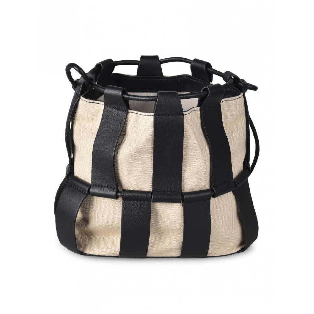 HEREU Lilinera caged leather and canvas shoulder bag Acquista Ora