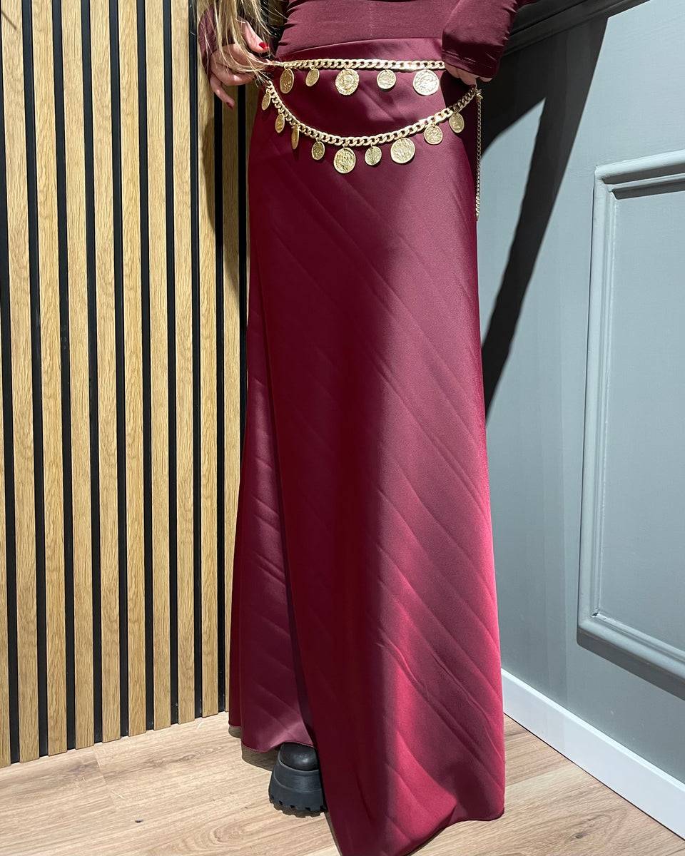 Lovely Sisters Gonna in raso bordeaux Saldi