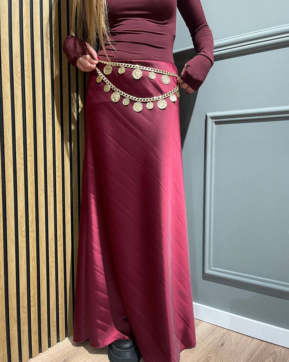 Lovely Sisters Gonna in raso bordeaux Saldi