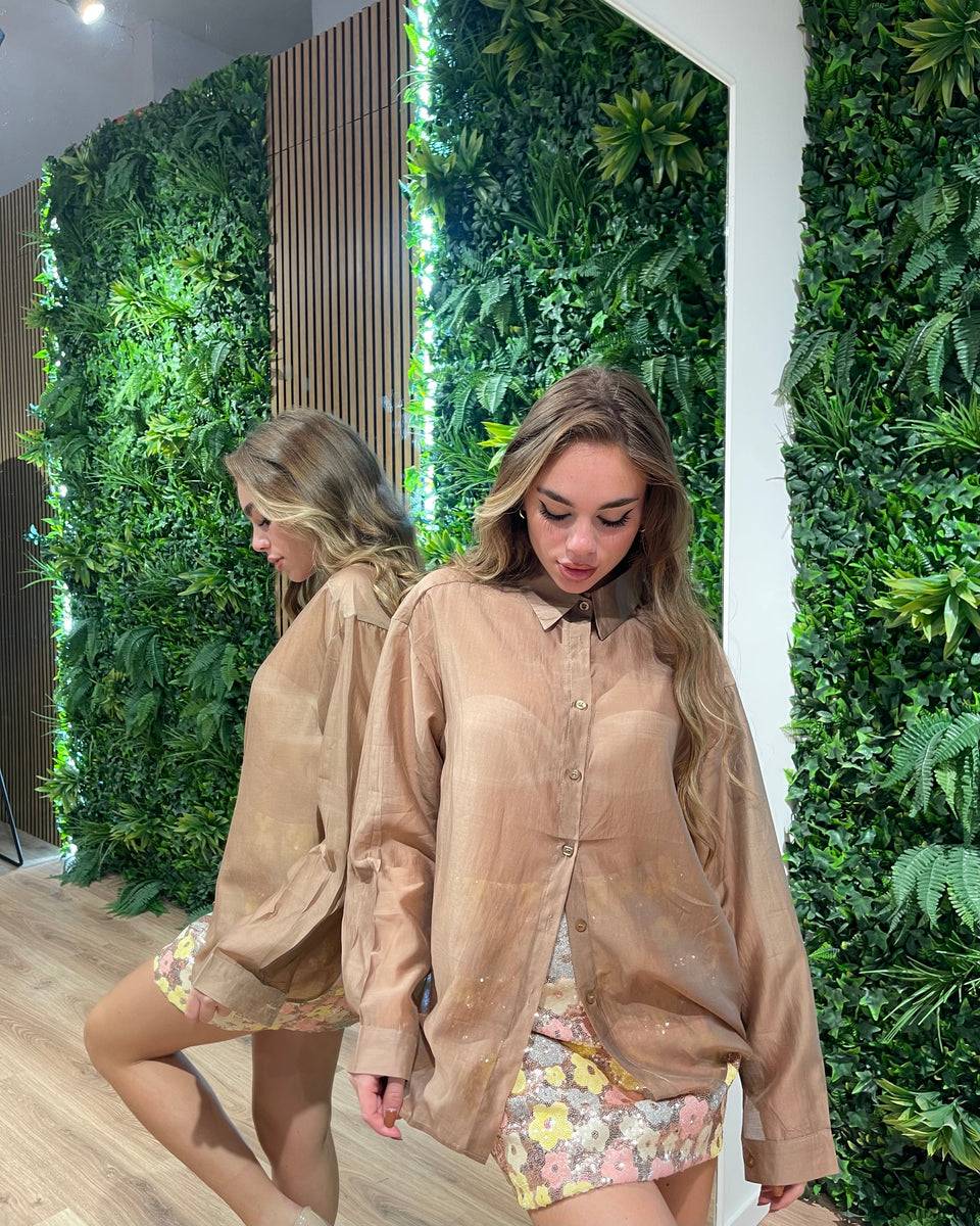 Lovely Sisters Camicia semi velata marrone Promozione Limitata