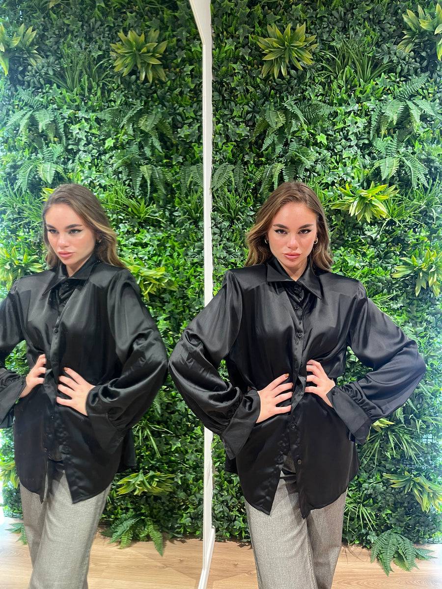 Lovely Sisters Camicia effetto raso nera Negozi Online