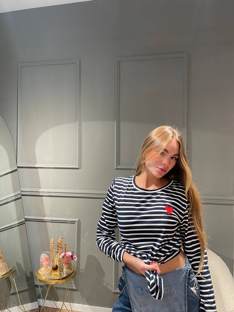 Lovely Sisters Maglia Heart blu-bianco Soddisfazione Garantita