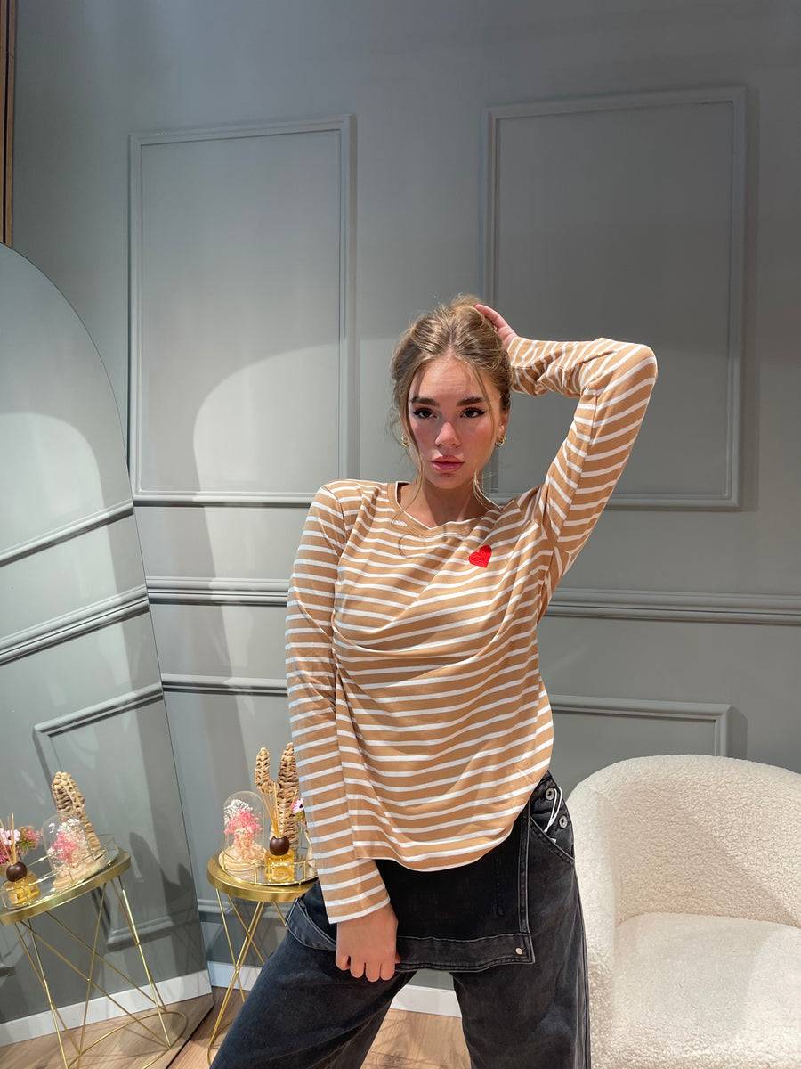 Lovely Sisters Maglia Heart beige-bianca Qualità Garantita