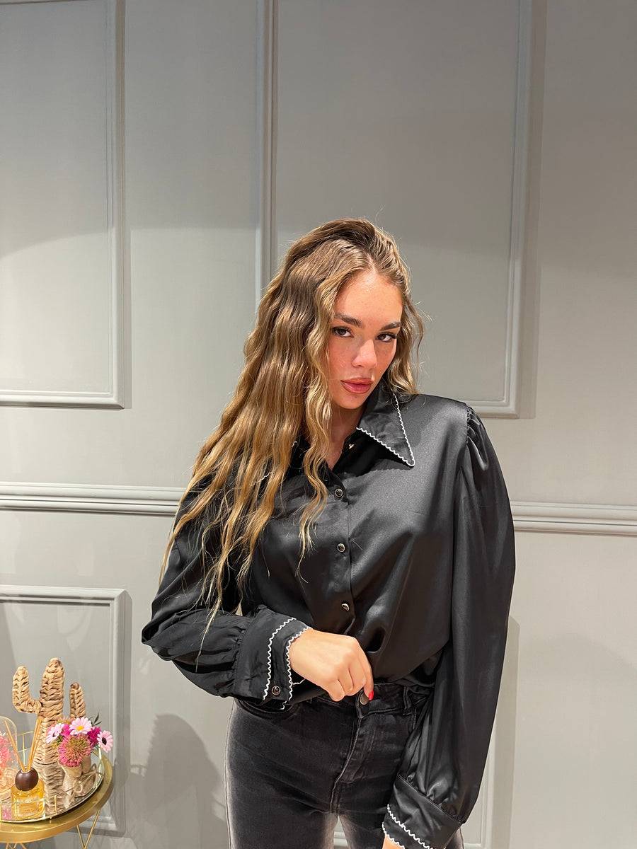 Lovely Sisters Camicia chic nera Promozione