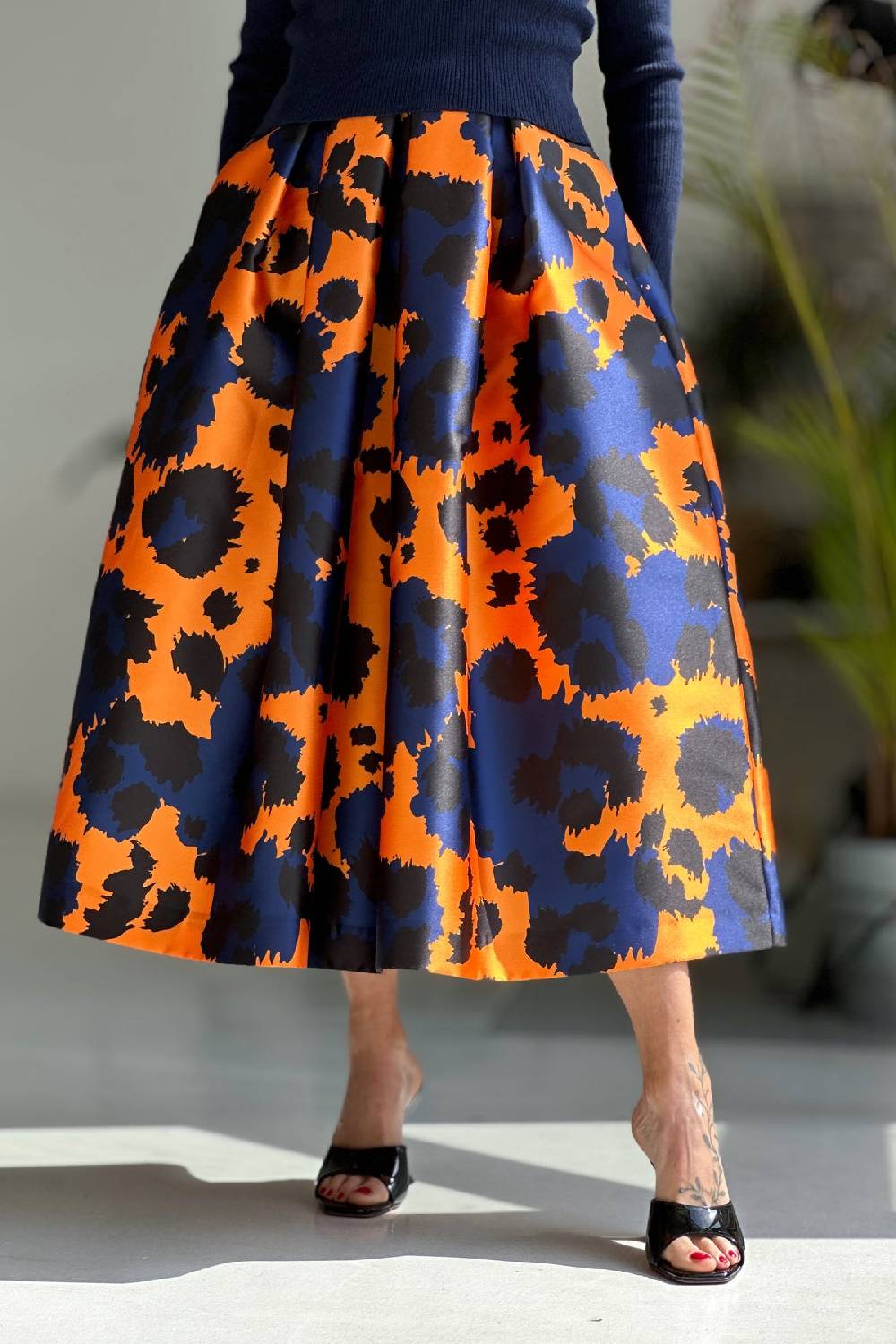 Lunatica Milano Gonna Animalier Orange Blu Outlet
