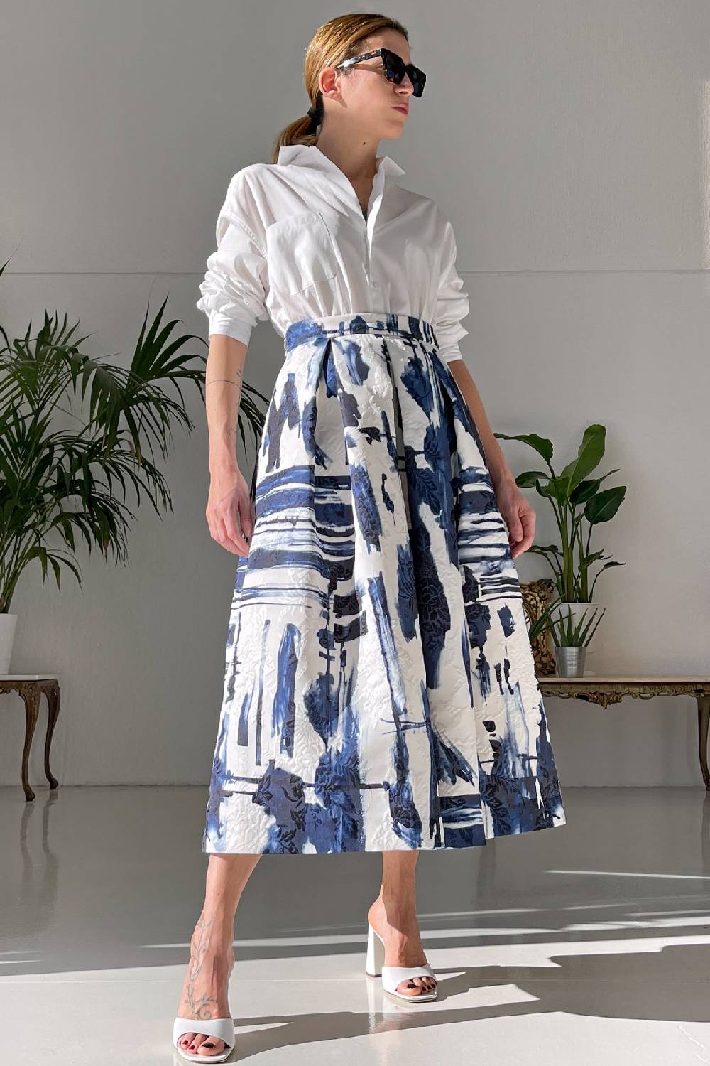 Lunatica Milano Gonna midi Abstract Blu Hotsell