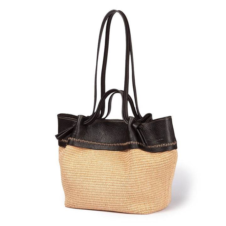 Roberta Gandolfi Ambra large borsa a mano o shopping in rafia e pelle martellata Hotsell