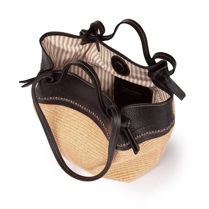 Roberta Gandolfi Ambra large borsa a mano o shopping in rafia e pelle martellata Hotsell