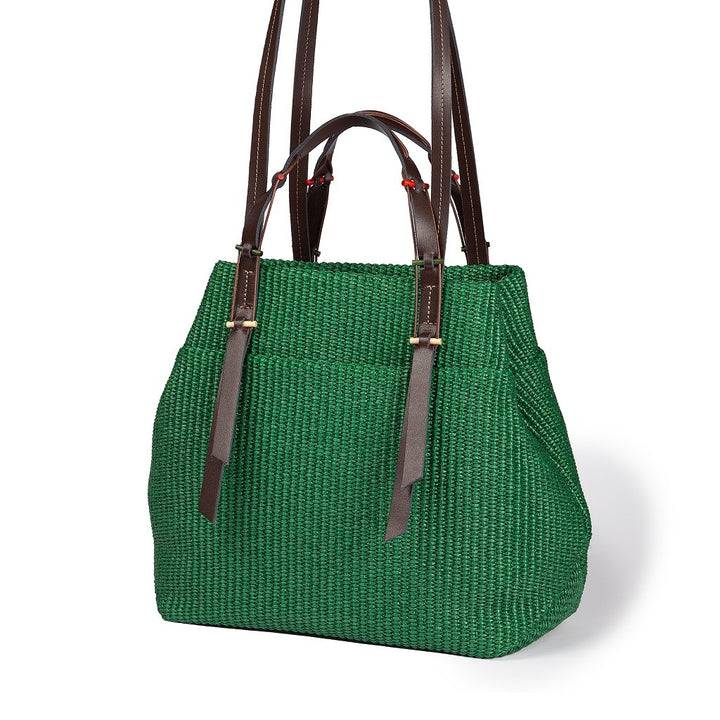 Roberta Gandolfi Fernanda Tote in rafia con finiture in pelle di vitello a doppia portabilità mano o shopping I Più Venduti
