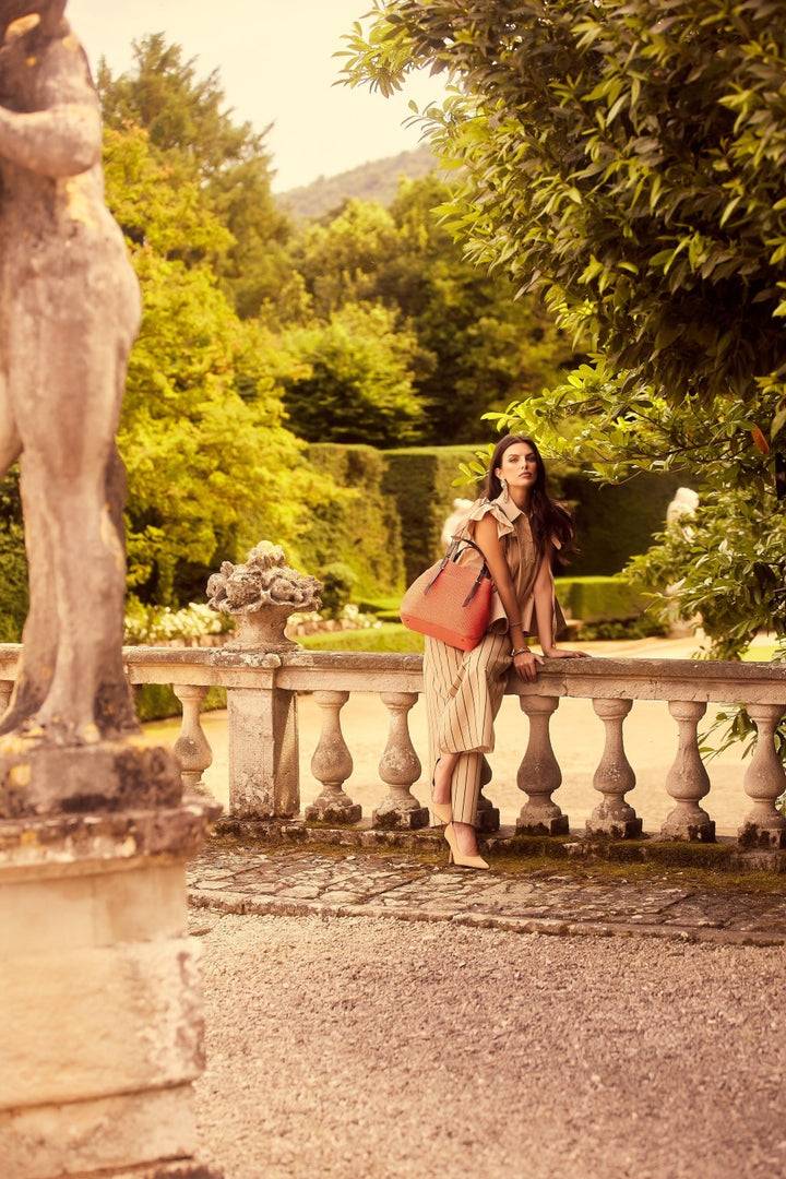 Roberta Gandolfi Fernanda Tote in rafia con finiture in pelle di vitello a doppia portabilità mano o shopping Promozione