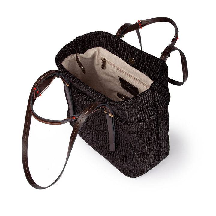 Roberta Gandolfi Fernanda Tote in rafia con finiture in pelle di vitello a doppia portabilità mano o shopping Spedizione Gratuita