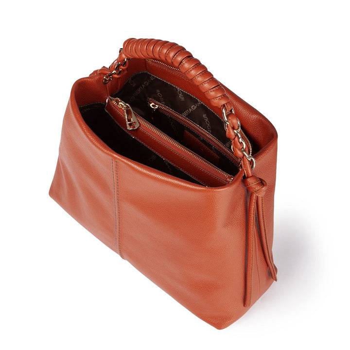 Roberta Gandolfi Amina large borsa a mano in pelle con manico tubolare fasciato e tracolla staccabile Consegna Veloce