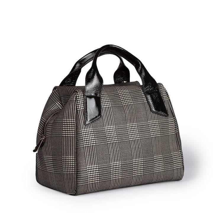 Roberta Gandolfi Arianna Boston in pelle stampa tartan con tracolla staccabile e regolabile Sconto