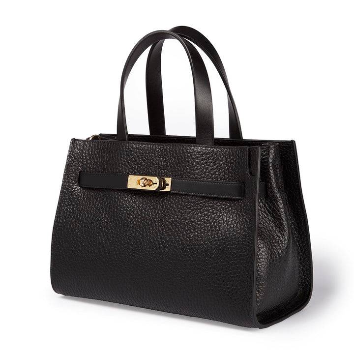 Roberta Gandolfi Frida Handbag in pelle martellata con tracolla logata in tessuto regolabile Offerta