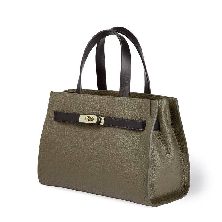 Roberta Gandolfi Frida Handbag in pelle martellata con tracolla logata in tessuto regolabile Economico