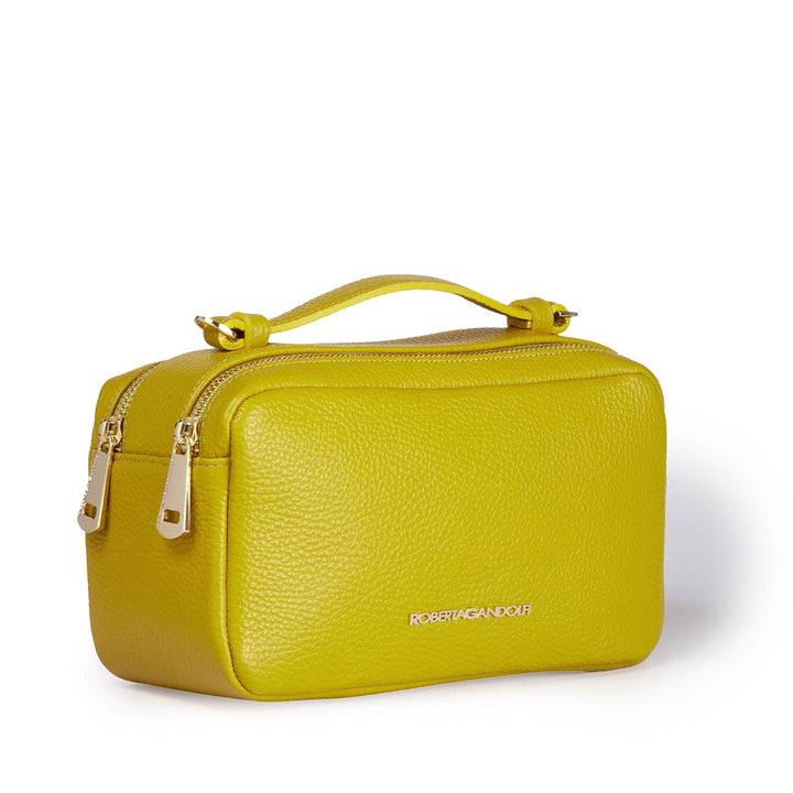 Roberta Gandolfi Brigida camera borsa in pelle con doppio scomparto e tracolla in catena dorata con spallaccio protettivo in pelle In Saldo