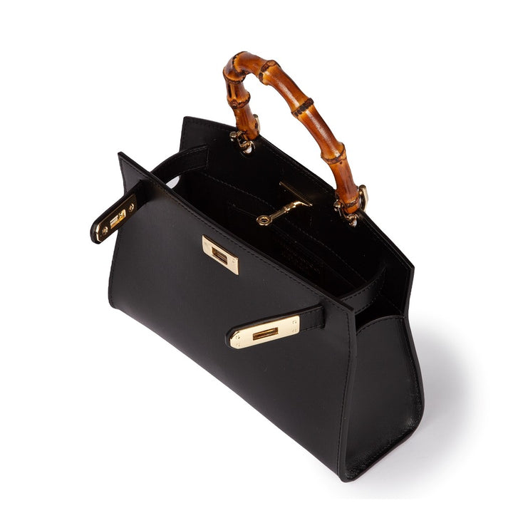 Roberta Gandolfi Lola small borsa in pelle con manico in vero legno di bambù e tracolla staccabile Qualità Garantita