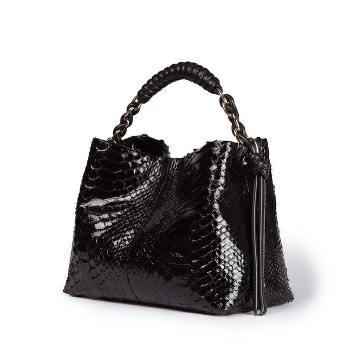 Roberta Gandolfi Amina Pitone small borsa a mano in pitone con finiture in pelle manico tubolare fasciato e tracolla staccabile Acquista Ora