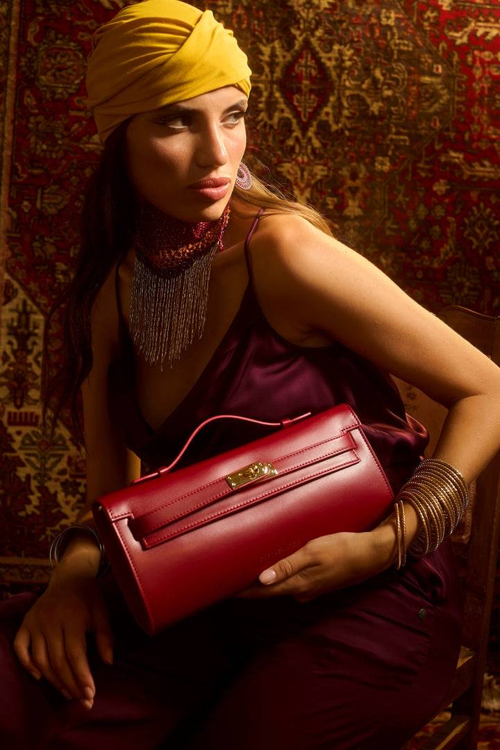 Roberta Gandolfi Jade cluch borsa in pelle con chiusura manico retrattile e tracolla staccabile e regolabile Promozione Limitata
